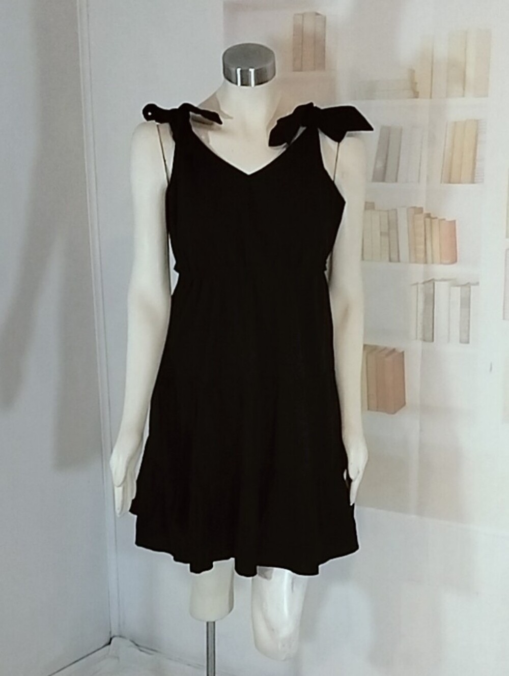 Black Tie-Shoulder Mini Dress
